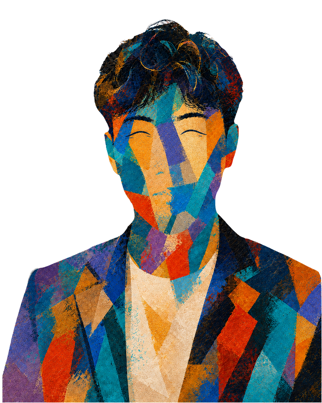 Colorful abstract mosaic portrait of Haoze Ni