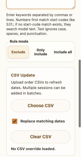 Report Cockpit CSV batch update controls